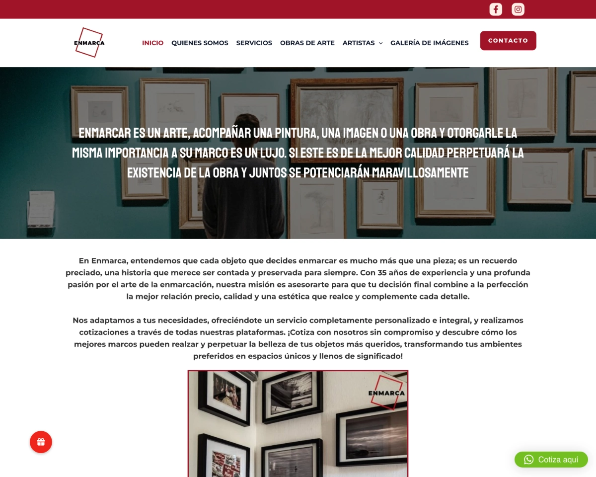 Sitio web de Enmarca, marquería en Providencia