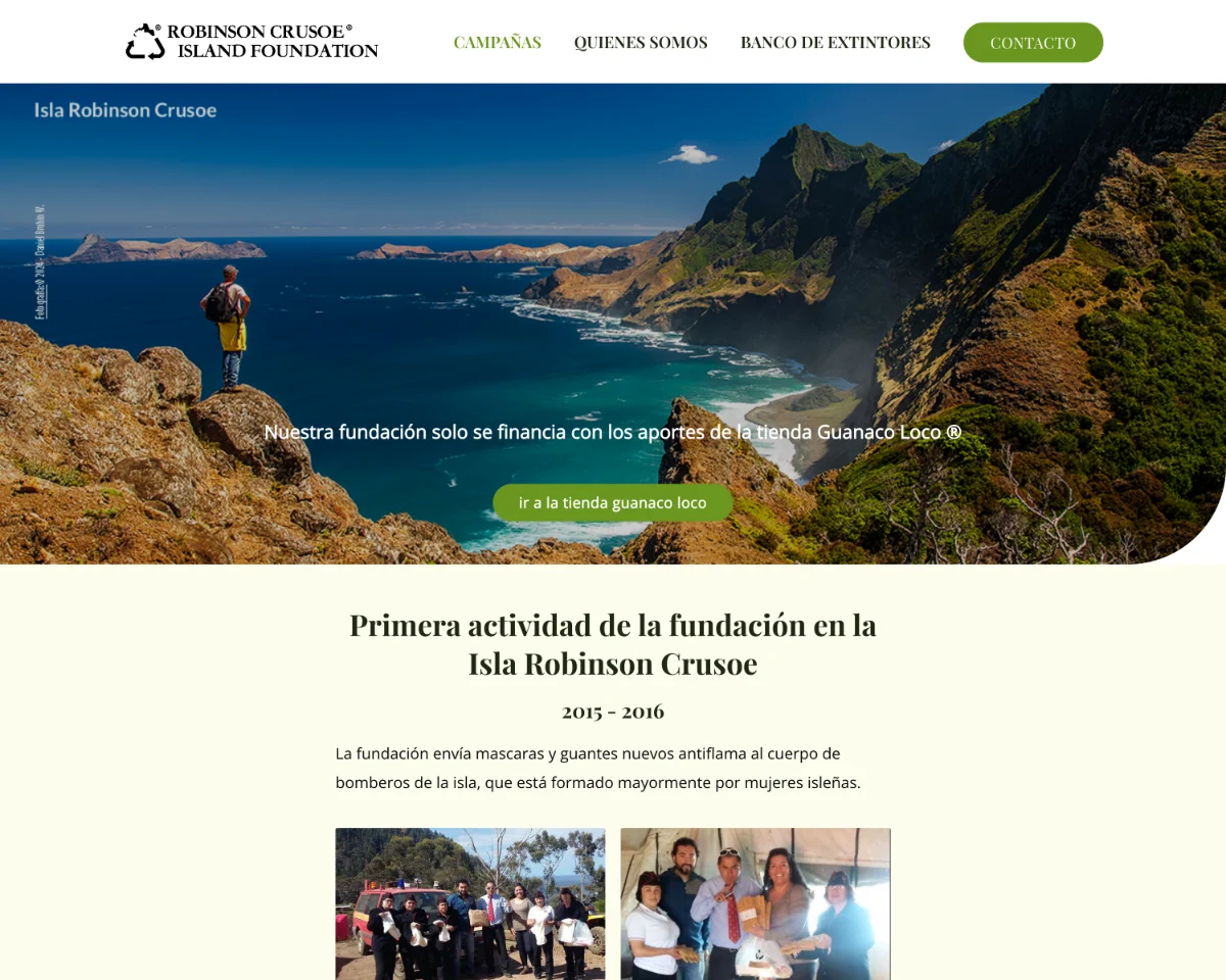 Sitio web de Robinson Crusoe´s Island Foundation